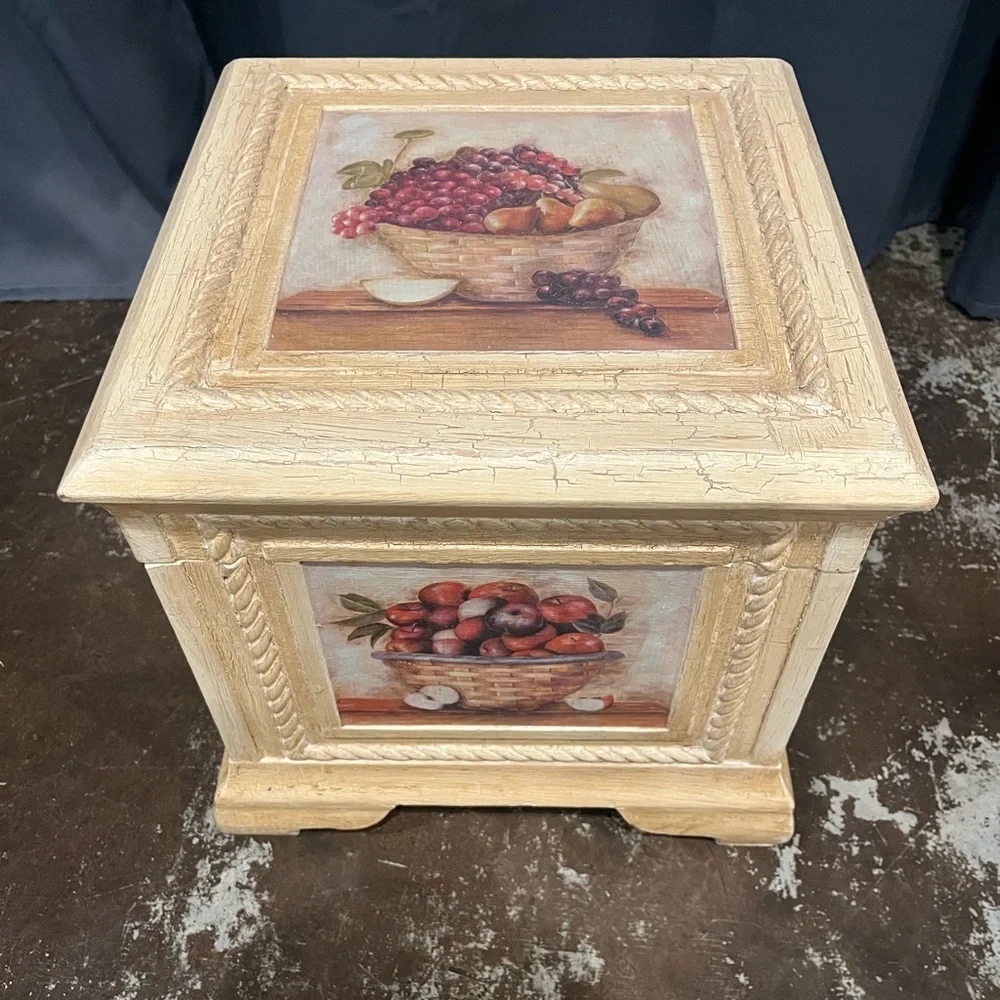 Still Life Wooden Keepsake Box With Dark‎ Red Velvet Interior.